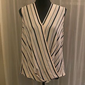 Striped Wrap Style Sleeveless Top